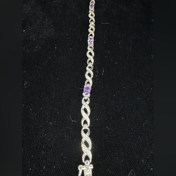 Sterling Silver & Amethyst Infinity Link Bracelet – 7.5” - Picture 3 of 5